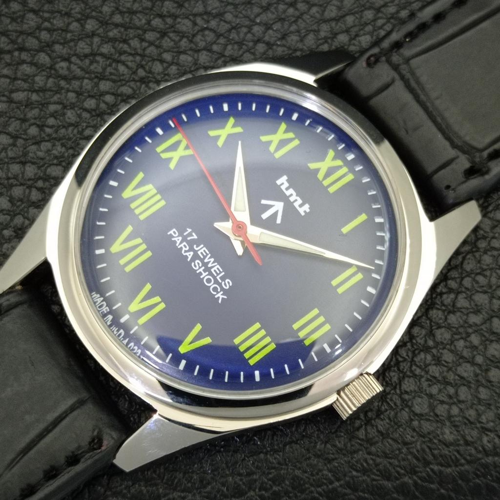 HMT HAND-WINDING VINTAGE INDIAN MENS BLUE COLOR DIAL WATCH A441012-4