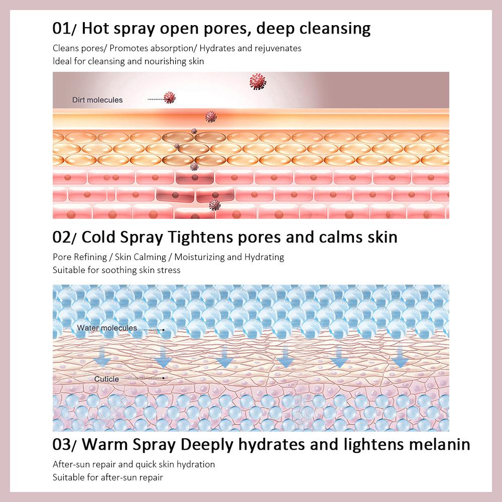 Face Steamer Household Facial Cleansing Sprayer Hydrating Face Cold Spray Hot Spray Warm Spray Three-in-One Beauty Salon Care