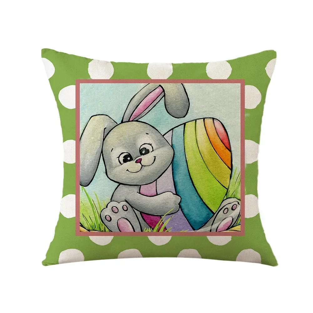 Easter Decor Pillowcases 45x45cm Linen Pillow Cover Easter Decorations Favors Pillows Cushion Cover Easter Bunny Eggs Pillowcase