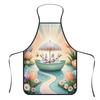 1pc Rabbit Under Umbrella Apron - Spring Rabbit & Bunny Design, Durable Polyester Chef Apron Suitable for Men & Women, Rabbit-Themed Cooking Apron, Mo