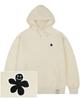 [Unisex] Black Odd Flower Embroidered Hoodie_Cream