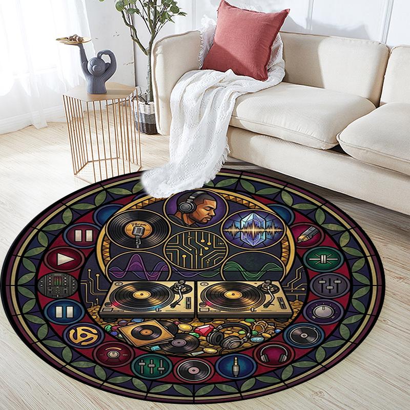 Musical Instruments Harmony Round Area Rug Under Office Chairs Bedroom Living Room Home Decor