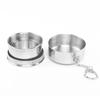 1Pc 75ML Stainless Steel Folding Cup Keychain Stainless Steel Folding Retractable Cup Teacups Teaware Folding Glass