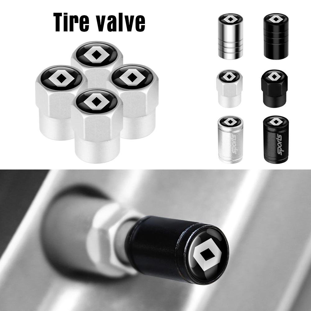 4pcs Metal Car Logo Wheel Tire Valve Stem Caps Covers Accessories For Renault Logan Laguna Trafic RS Koleos Fluence Sandero Clio DD2