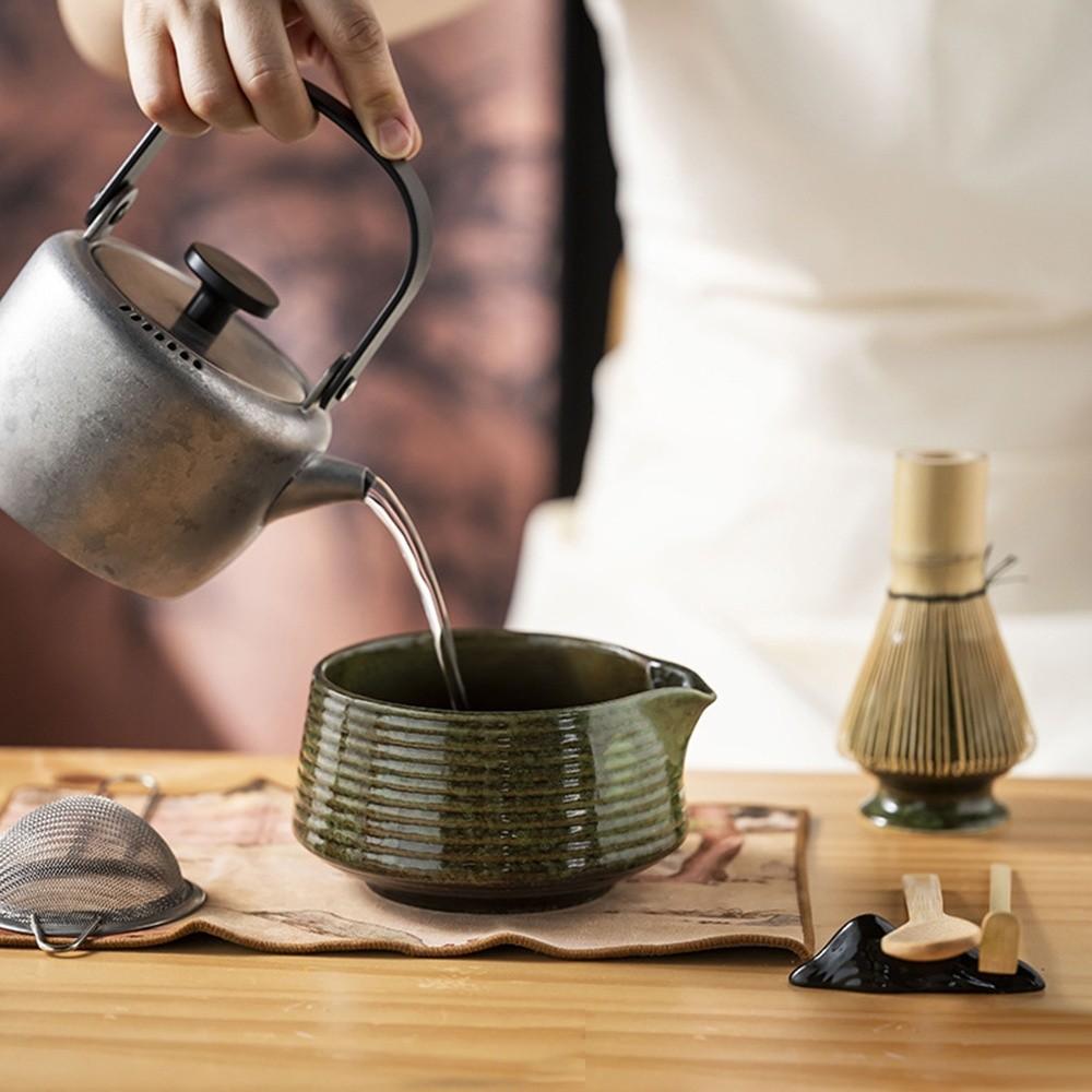 4PCS Ceramic Bamboo Japanese Matcha Tea Set Matcha Whisk Holder Reusable Matcha Whisk Set Matcha Bowl Matcha Making Kit