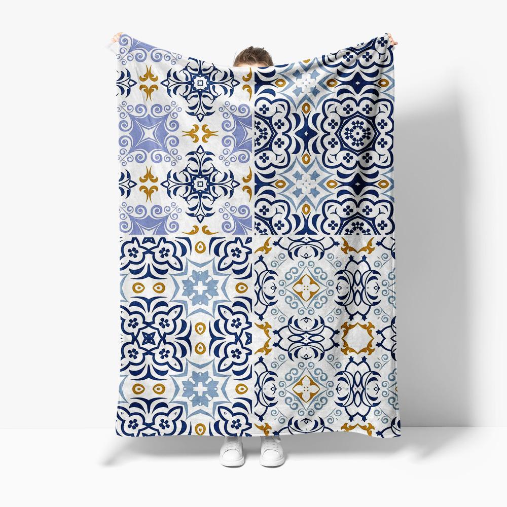 

Irregular Ceramic Tile Pattern Printed Cozy Blanket Throw Soft Sofa Bed Cover Decorative Gift 75x100cm