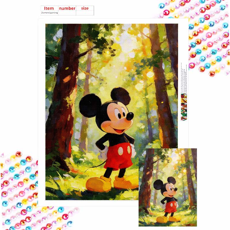 Disney Mickey Mouse Forest Sunshine Diamond Painting Art Kit Mosaic Handmade Diy Gift Home Decor Round 20x30cm