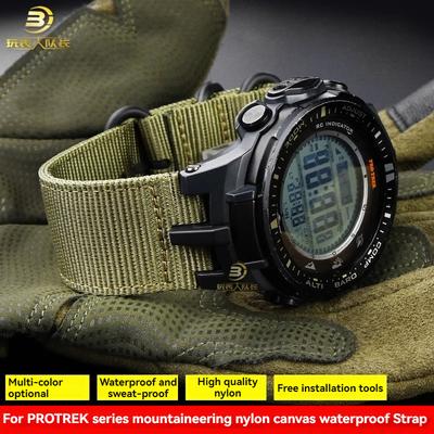 ONENylon Óraszíj Casio PROTREK PRW 3100 Módosított PRW3000 PRW3100 PRW6000 PRW-6100Y-hoz Vászon Karkötő Csuklópánt SzerszámokkalMN