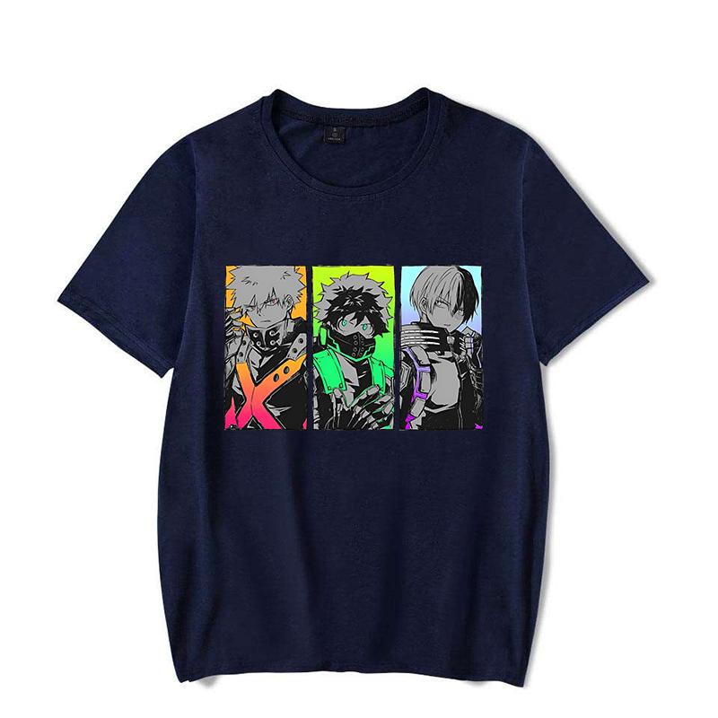 Neues Deku Bakugou Katsuki Todoroki Shoto Print T-Shirt Rundhals Locker Kurzarm Oberteil Anime Grafik Unisex Cooles Shirt