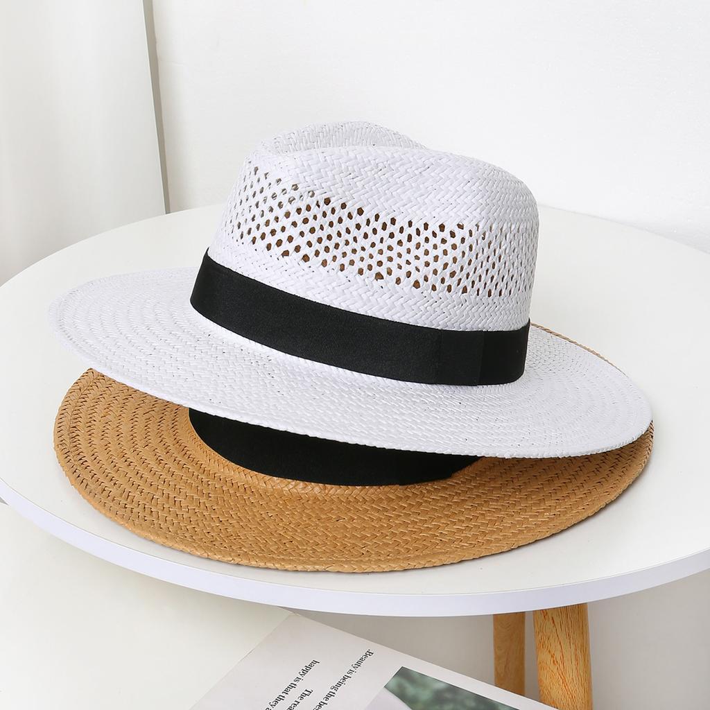 Spring And Summer White Men'S Hat Sun Protection Beach Hat Women'S Summer Jazz Hat Trendy Panama Hat