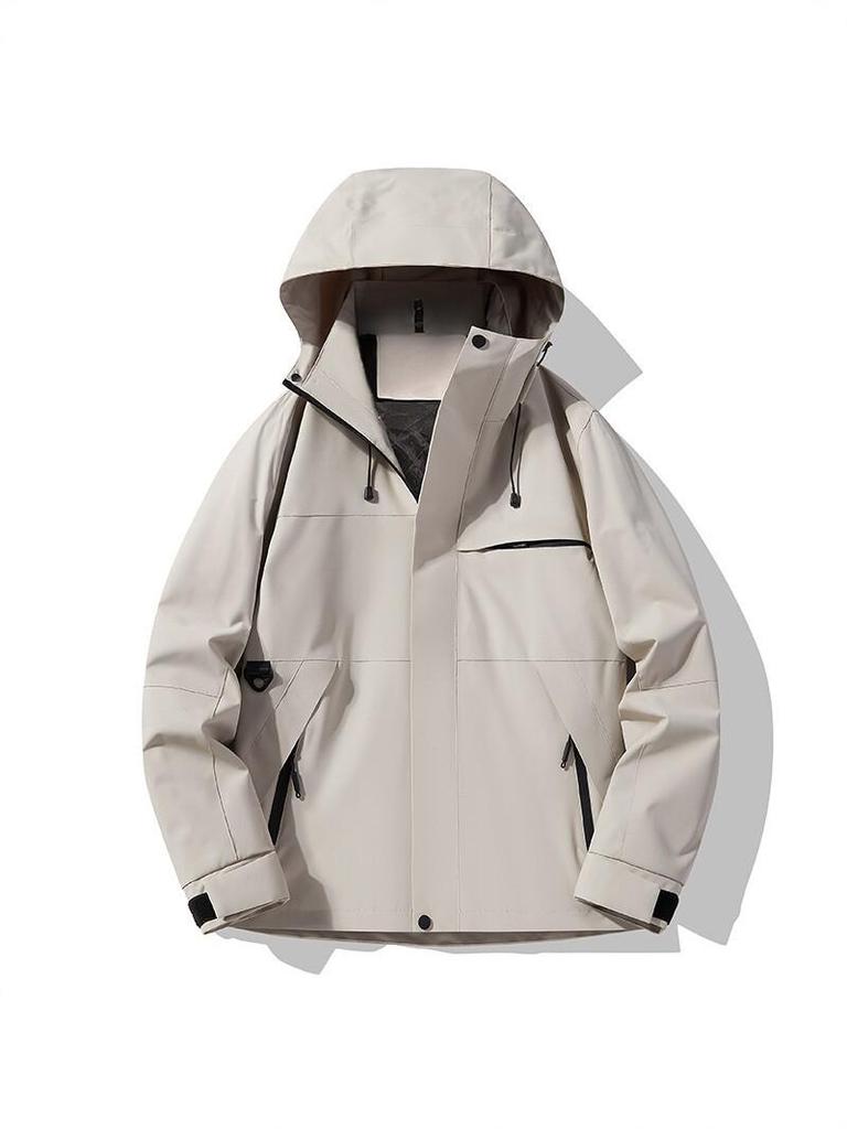 Spring & Autumn Waterproof Hooded Windbreaker for Men and Women - Casual Outdoor Workwear & Mountaineering Jacket