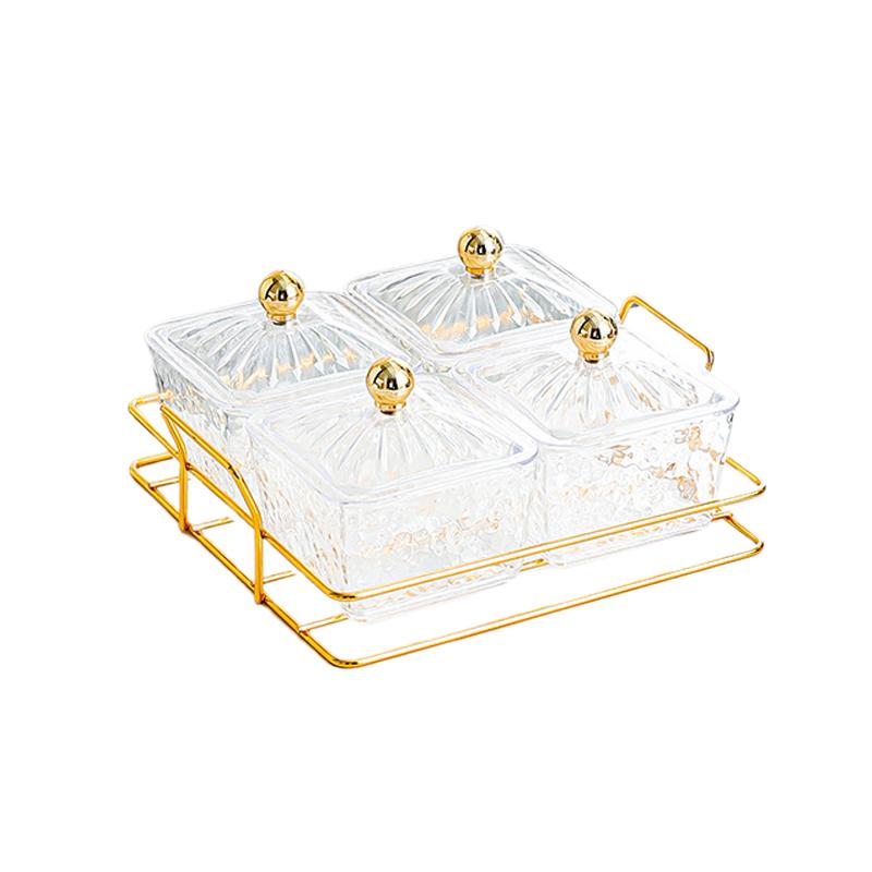 2 4 Compartment Fruit Bowl With Lid Separate Transparent Tray Removable Snack Container For Office Table Tea Time Party Kitchen