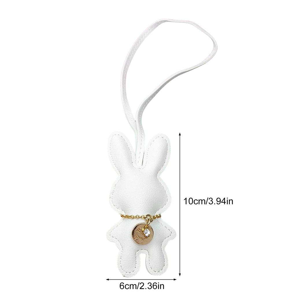 Rabbit Keychain Artificial Leather Bunnys Pendant Keyring Women Girls Bag Accessory Colorful Phone Chain Accessory
