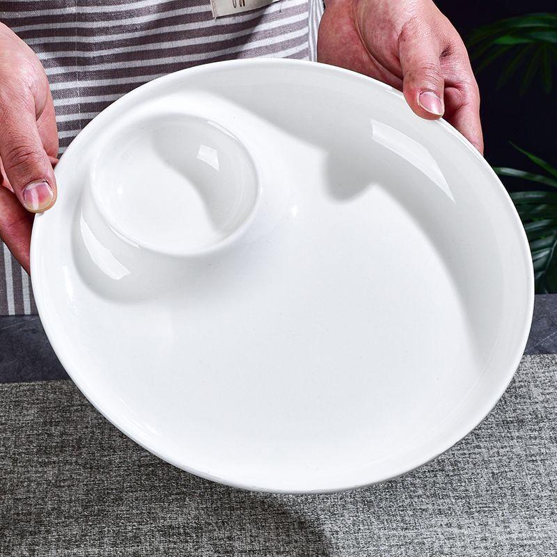 White Ceramic Divided Dumpling Plate