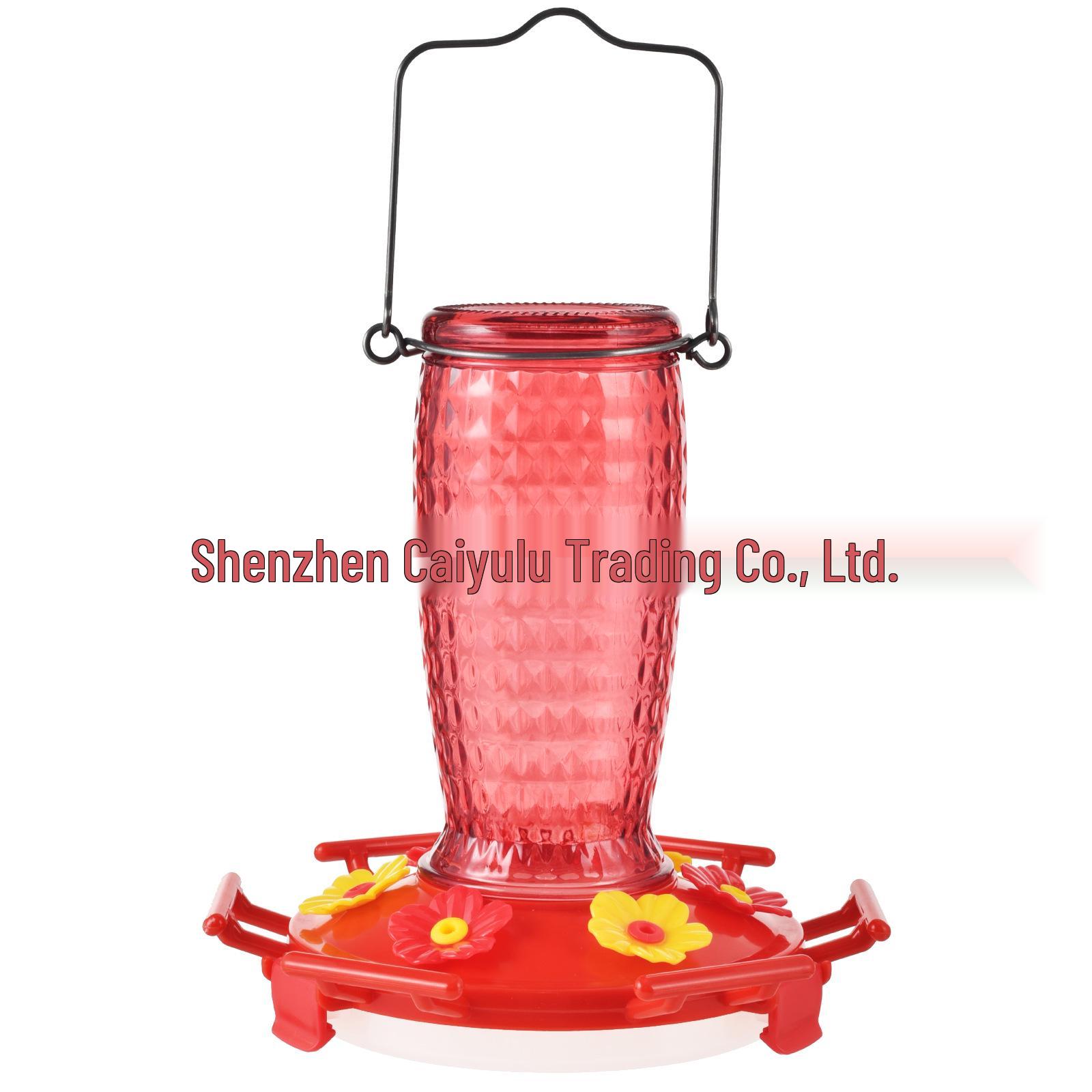 

Hanging Glass Hummingbird Feeder with Detachable Flower Design Brick Pattern красный
