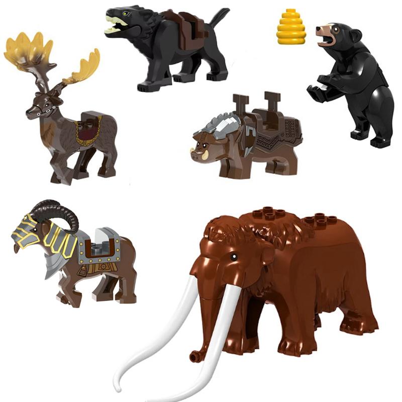 Medieval Zoo Building Blocks Character Accessories Mounts Animals Deer Elephants Camels Wolves Warhorses Bricks Toy Gifts K080