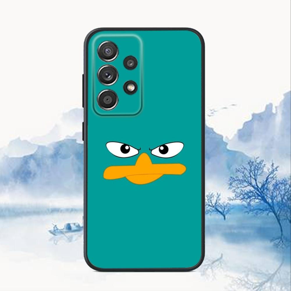 Cartoon P-Perry das Schnabeltier Handyhülle für Samsung S25, S24, S21, S22, S23, S30, Ultra, S20, Plus, Fe, Lite, Note, 10, 9, 5G Schwarze Hülle