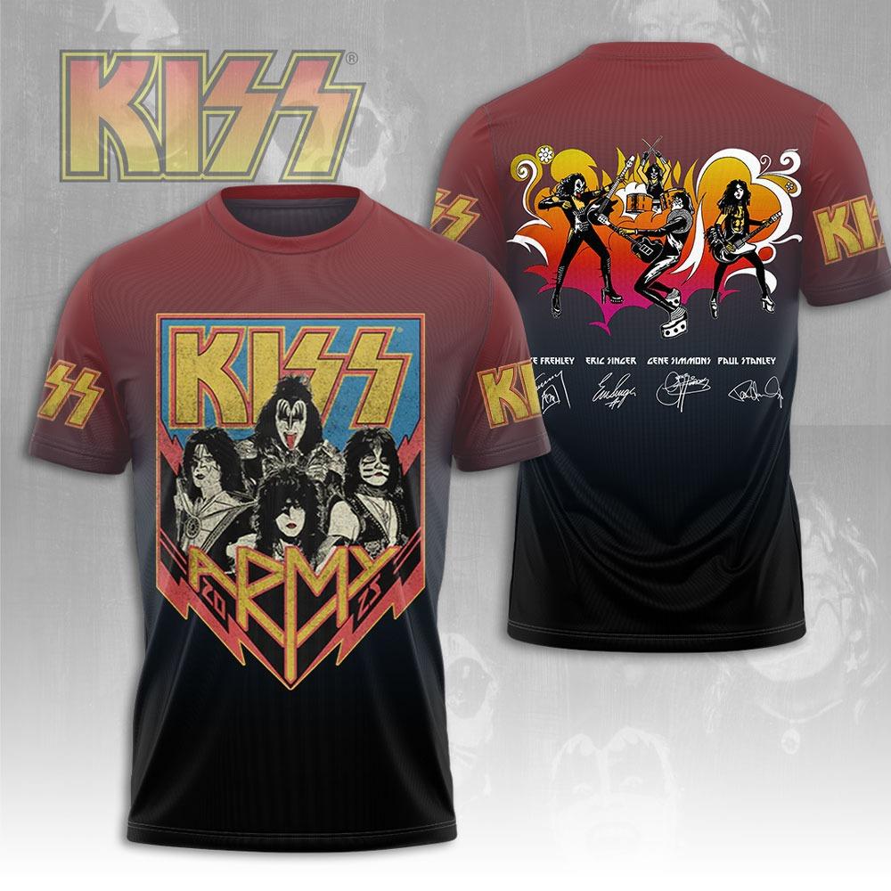 Kiss Band Cool Lässig Spaß Streetwear Hip Hop 3D Druck Herren/Damen Kurzarm T-Shirt Oversized Rundhals Tee Top Herren T-Shirt