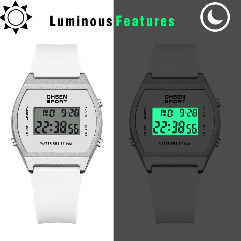 Silicone Digital Waterproof Sports Watch with LED Alarm and Stopwatch for Men and Cute and Stylish Quartz Watch Perfect Gift for and White Day Women,