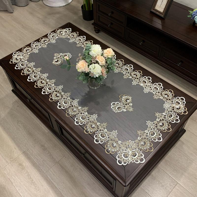 Tablecloth Rectangle Table Cloth European Embroidered Coffee Table Cover Table Western Tea flower Solid Color Fabric Lace Book for Home