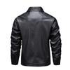 PU Leather Jacket Men's Jacket Trendy Spring and Autumn New Retro Solid Color Lapel Slim Leather Jacket Men
