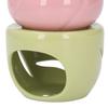 Pink Flower Shape Ceramic Aromatherapy Burner with Green Stand Tealight Candle Holder Essential Oil Burner