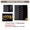 King Queen Print Duvet Cover Set (1 Duvet Cover & 1/2 Pillowcase) Luxury Gold Black Bedding Set Couple Bedroom Decor