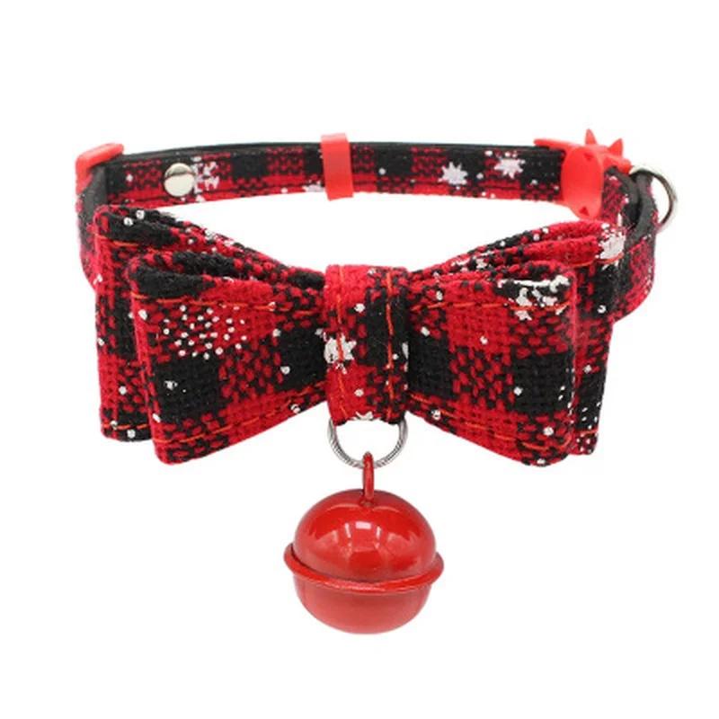 

Рождественский собачий ошейник и колокольчик Тканевый Женский Мужской Щенок Питомец Галстук-бабочка Регулируемый XS-M чёрный