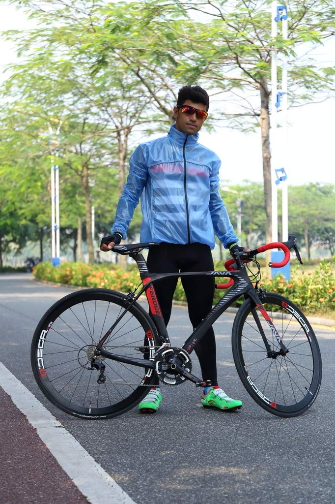 Morethan Cycle Rain Jacket Road Bike Rain Gear Lightweight Waterproof Long Sleeve (Green/M/Men's/Women's) (Quick Dry/Reflective/Pockets) RVP-001