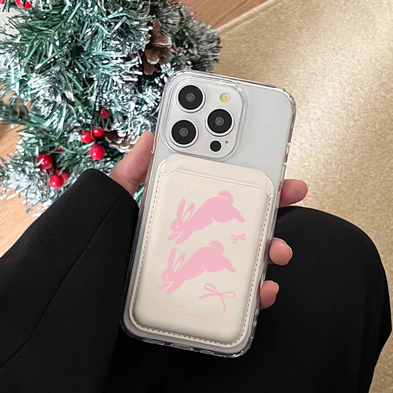 

Милый мультяшный кролик магнитный чехол-кошелек держатель для карт для Magsafe iPhone 16 15 14 13 Pro Max кошелек для телефона слоты для карт карман чехол