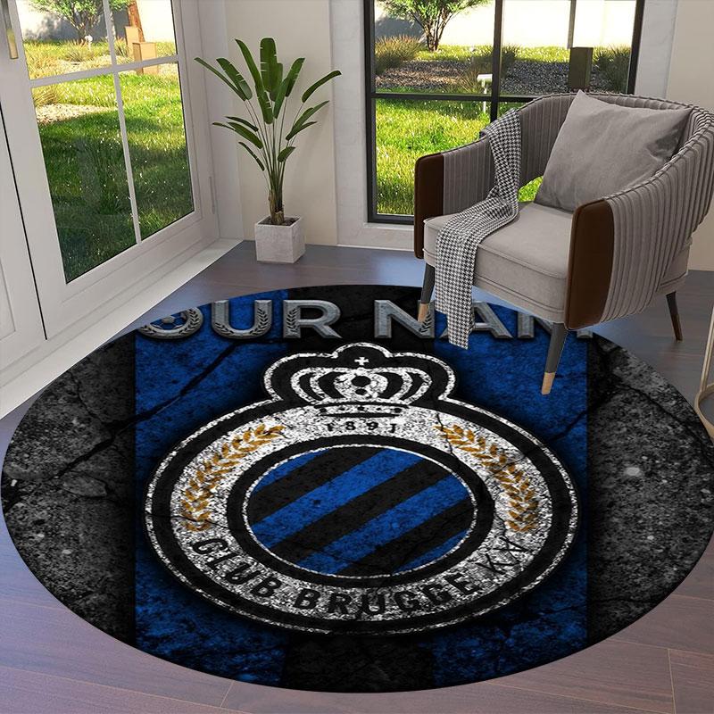 Club Brugge KV Custom Name Round Area Rug,Carpet Rug for Living Room Bedroom Sofa Playroom Decor,Non-slip Floor Mat