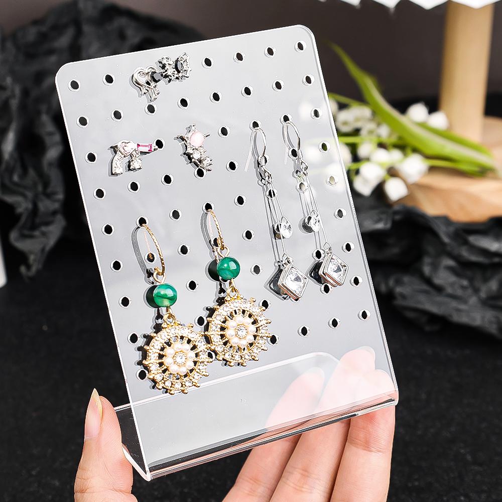 

72 Holes Portable Earrings Ear Studs Holder Jewelry Display Holders Plastic Earring Showcase Storage Rack Organizer Stand Box 72 holes