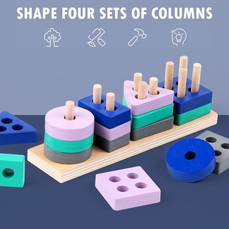 

PDTO Детские геометрические фигуры, сортировка, укладка деревянных игрушек, развивающая игрушка для малышей