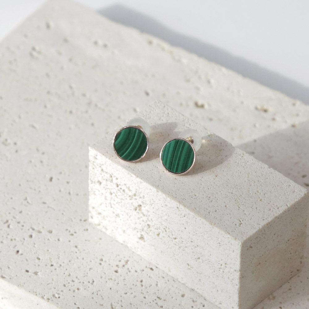 Dieuamour 14K Circle Gemstone Earrings (M) Daily Clean And Elegant Style