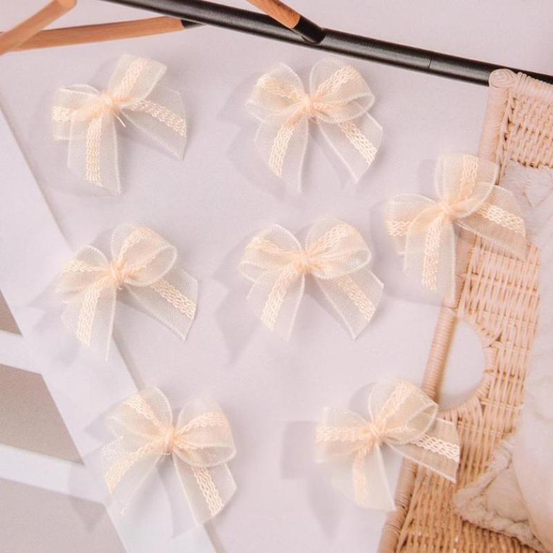 Mesh Ribbon Bows 30pcs Mutilcolor Lace Mini Bowknot Satin Ribbon Bow Flower For DIY Craft Decoration Nail Manicure Accessories