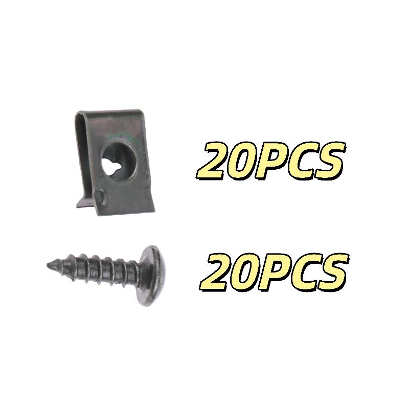 40/100Pcs Anti-Rust Protection Clip Screw Iron Sheet Kit Self Tapping Screws Fastener Clip For Car Moto U-Type Clip With Screw