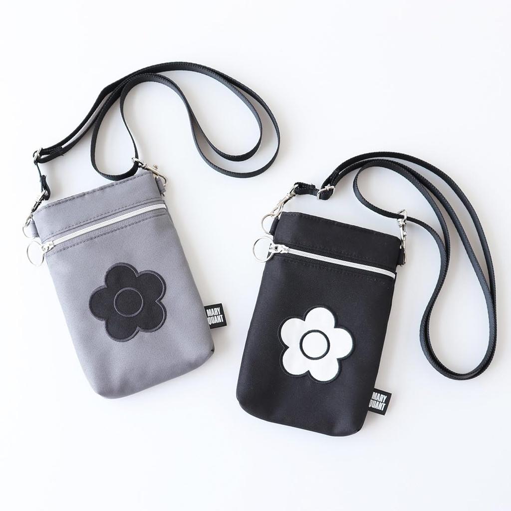 MARY QUANT Shoulder Pouch Smartphone Shoulder Pocket Plus 17cm x 10cm x (Black) Pouch, (Approx. 2cm) 000847-0001-02