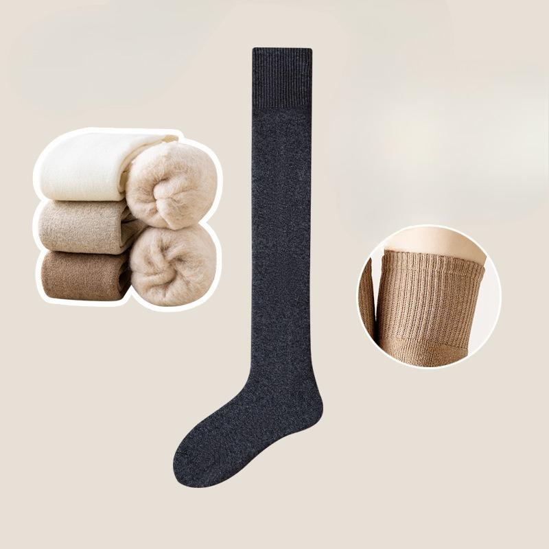 Knee-high Socks for Women, Thickened and Fleece Warm Cashmere Socks, Breathable and Sweat-absorbent High-top Thigh Loop Socks