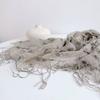 High Quality 100% Natural Linen Scarf Hijab Shawls Vintage Spring Floral Large Size Scarves With Tassels