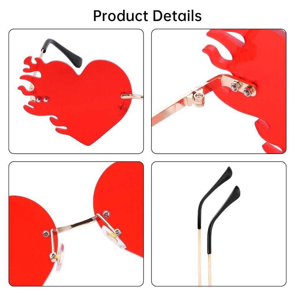UV400 Protection Flame Love Sun Glasses Costume Accessories Party Favor Eyewear  for Women & Men