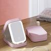 Makeup Bag With Mirror for Women Portable Cosmetic Storage Bag Small Lipstick Brush Wireless Makeup Box With Light Travel Makeup