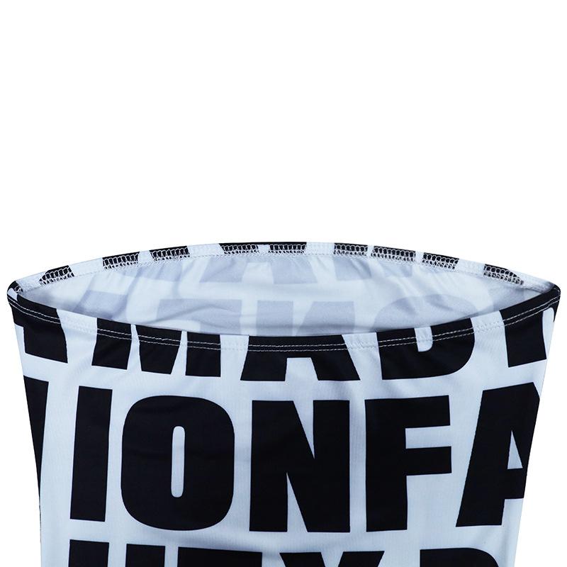 Damenmode Buchstaben-Print Oberteil Brust Slim-fit Hüftbedeckend Langes Kleid