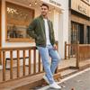 Men's Color Lined Zip Up Jacket Casual Long Sleeve Cardigan Coat