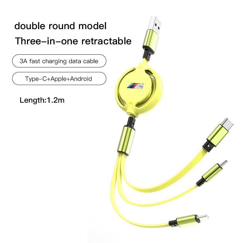 Car Interior Charging Data Cable Scalable 3 In 1 Phone Charger For BMW E46 E90 E60 F30 F10 E39 E36 F20 G20 G30 E92 E87 E91 X5 X3 CL8