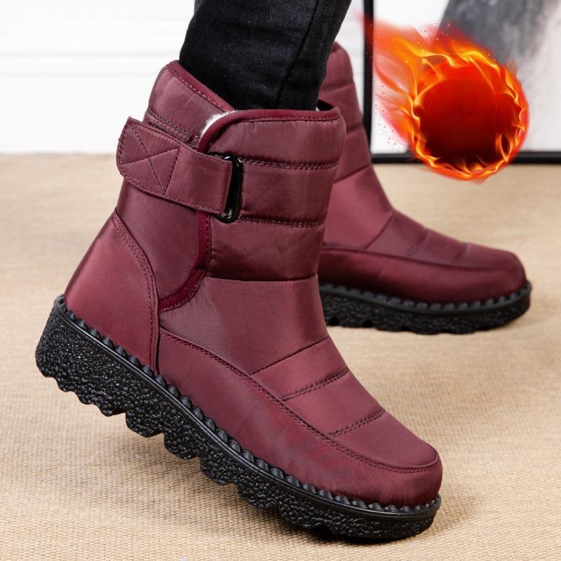 Fashion 2025 New Warm Women's Snow Boots with Velcro Waterproof European Size 44 Plush Platform Boots Mid High Casual Boots Botas Mujer