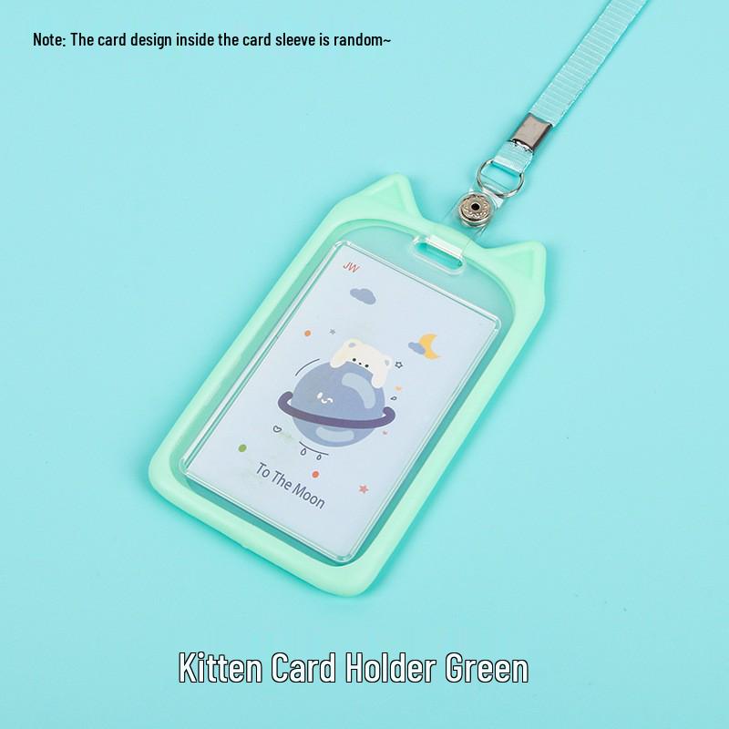 Creative Cartoon ID Card Holder with Lanyard - Cute, Transparent, and Waterproof for Students and Employees