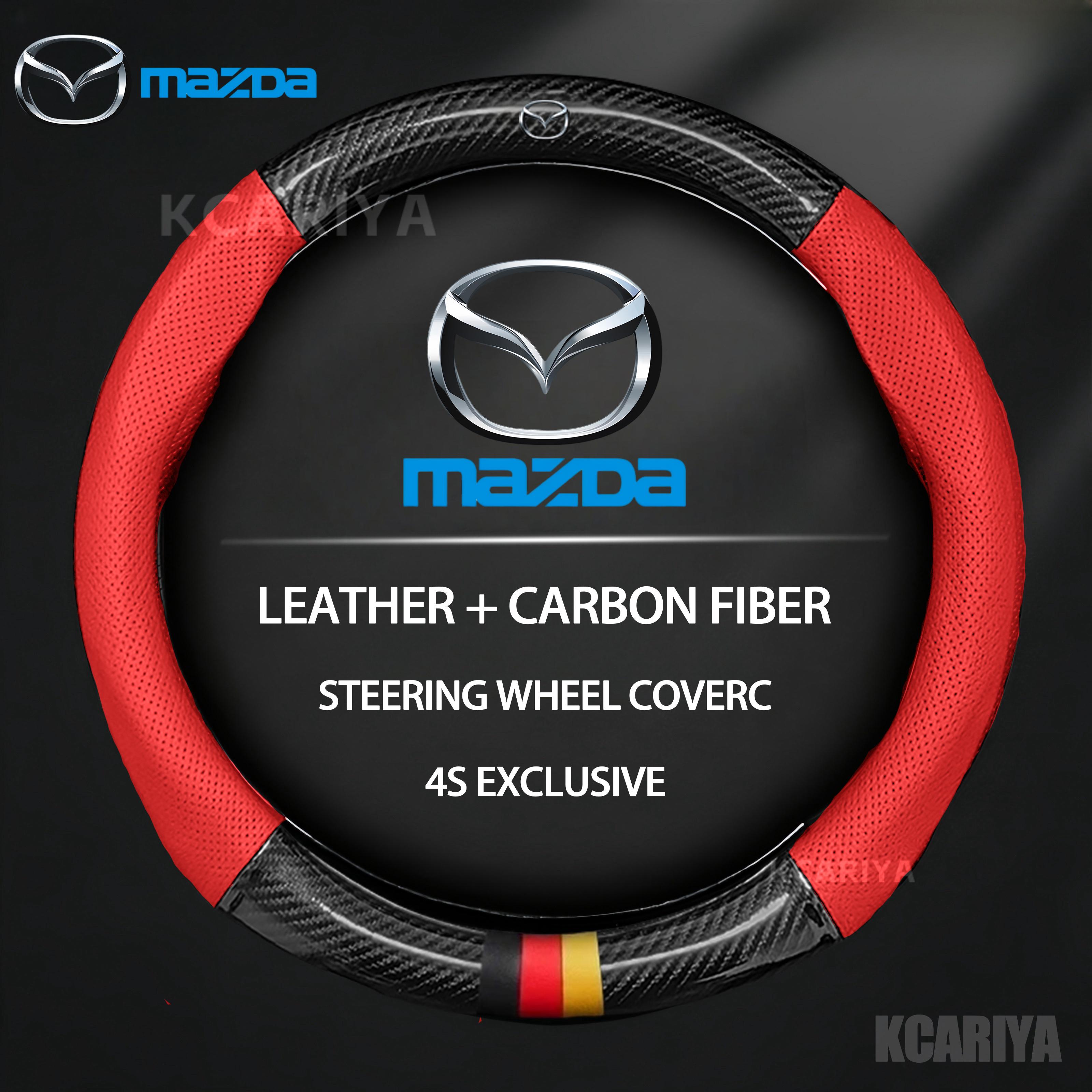 Pokrowiec na kierownicę samochodową ze skóry włókna węglowego do Mazda 3 5 6 SKYACTIV Axela Atenza CX30 CX5 CX8 CX9 MX5 RX8 RX7 BT50 Akcesoria