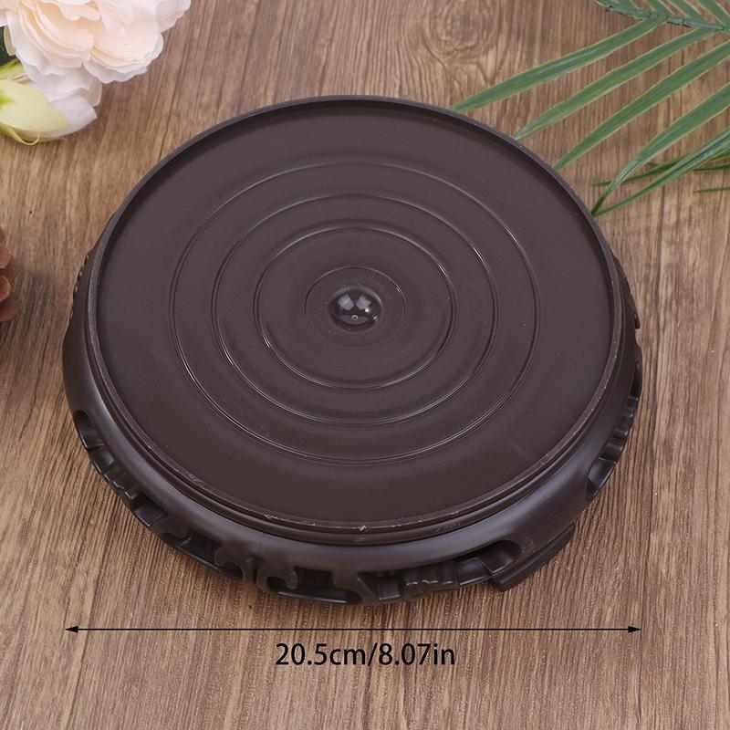 Deep Brown Carving Wooden Look Plastic Base Tray Flowerpot Holder Round Square Multi-Functional Teapot Vase Fish Tank Base