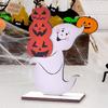 Halloween Wooden Ghost Sign Cute Ghost Witch Pumpkin Tiered Tray Decoration for Home Shelf Mantel Tabletop Windowsill Decor