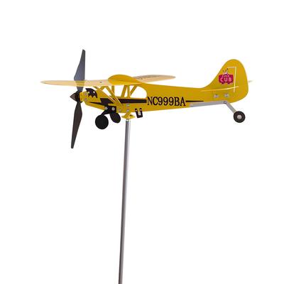 Catavento Indicador de Direção do Vento 3D Avião de Metal Moinho de Vento Ornamentos à Prova de Intempéries para Jardim Catavento Criativo de Avião